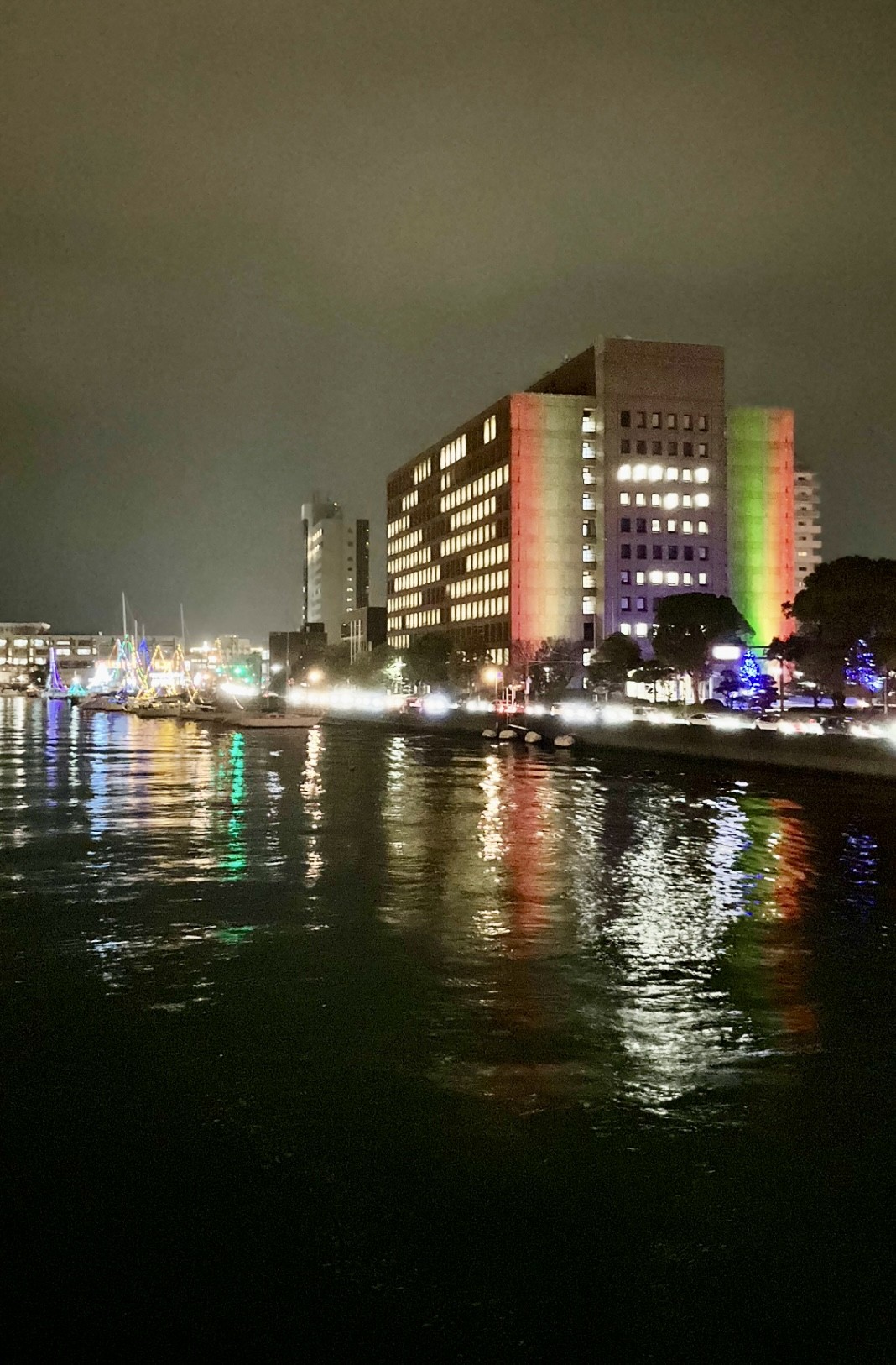 かちどき橋から見た県庁　12月23日撮影